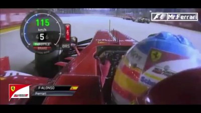F1 2013 | Singapore - Race | Fernando Alonso final lap (giving Mark Webber a ride)