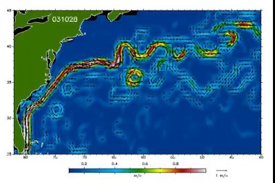 Скорости Гольфстрима 1.01.2003-3.02.2014 / Velocities of the Gulf Stream