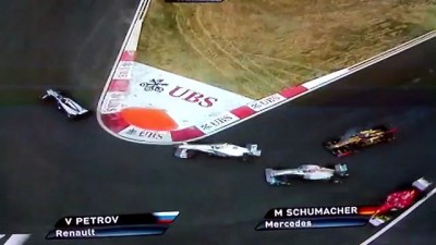 Авария Петрова и Шумахера на гран при Кореи Ф1 2011