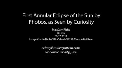 Mars annular solar eclipse by MSL Curiosity