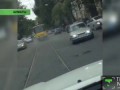 Эксклюзив: Неуправляемый трамвай сносит авто в Алматы