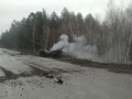 Палаючий знищений російський танк