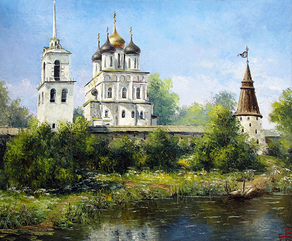 Троицкий собор Пскова картина художника