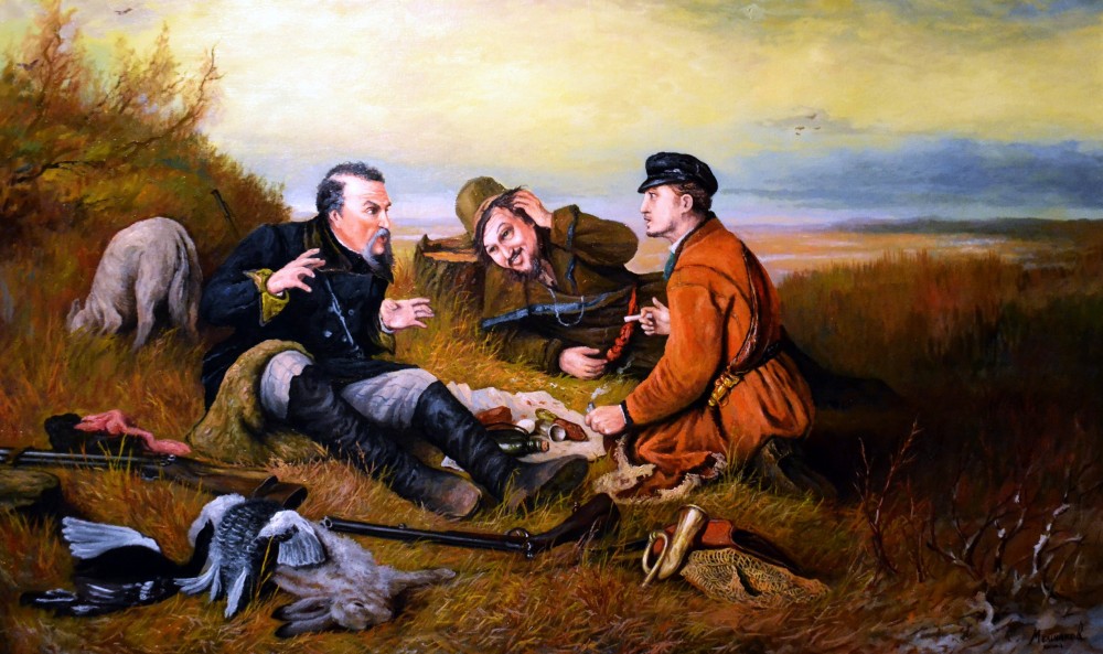 Картина охотники на привале фото