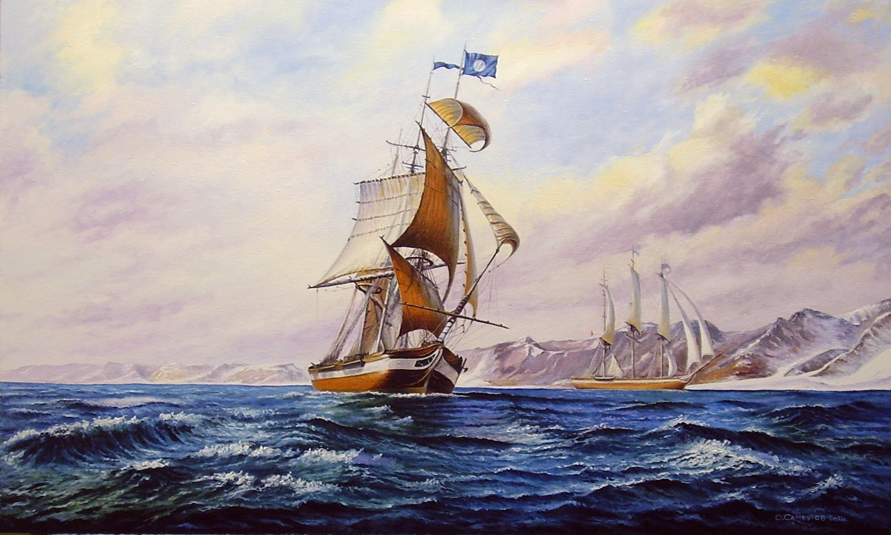 Св море. Море художник Roy Cross. Картины парусники,Roy Cross. Корабль живопись. Морской пейзаж с кораблем.