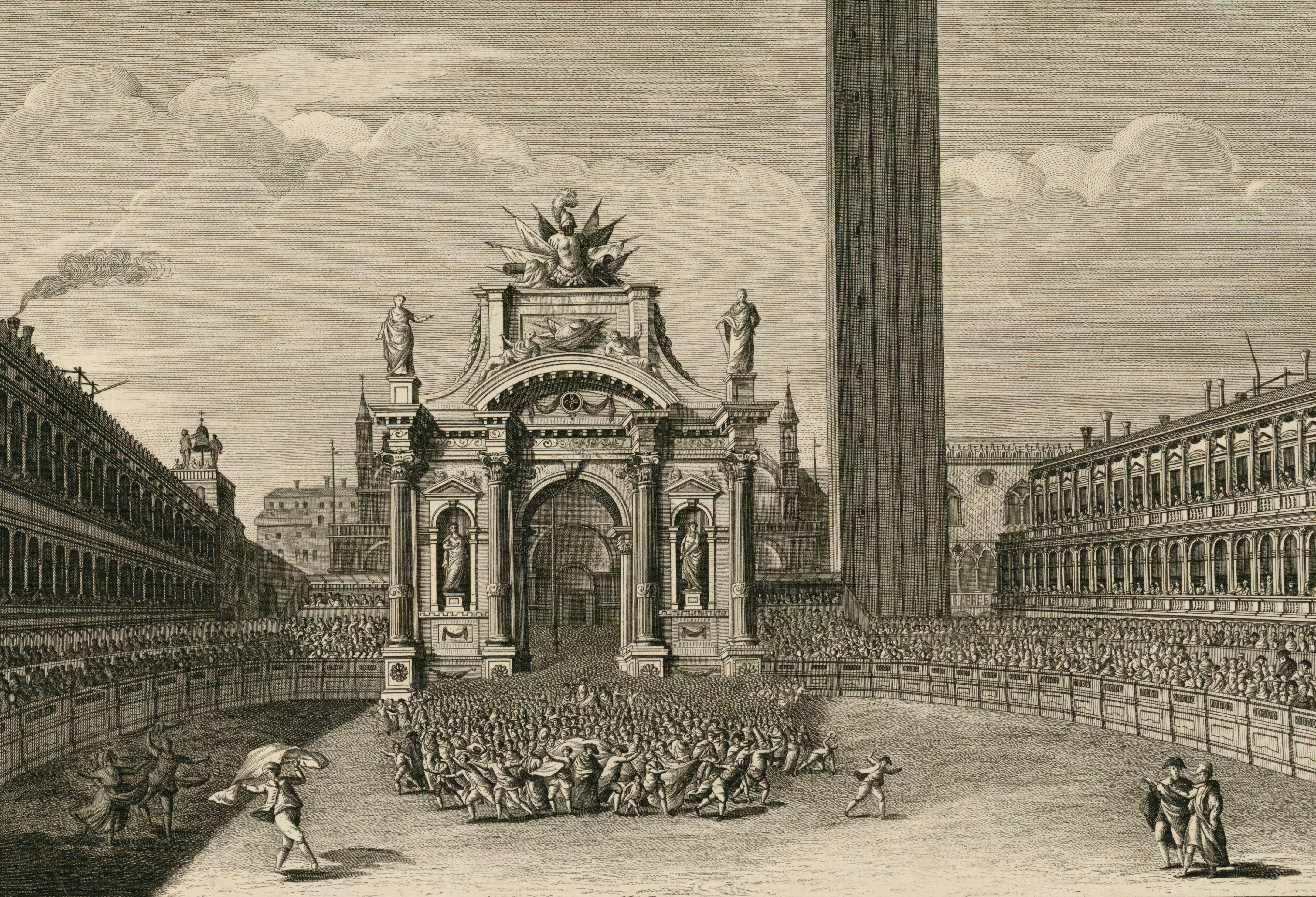 1782. Arc Triomphal Erigé dans la grande Place de St Marc de Venise le 24 janvier 1782, à l_occasi