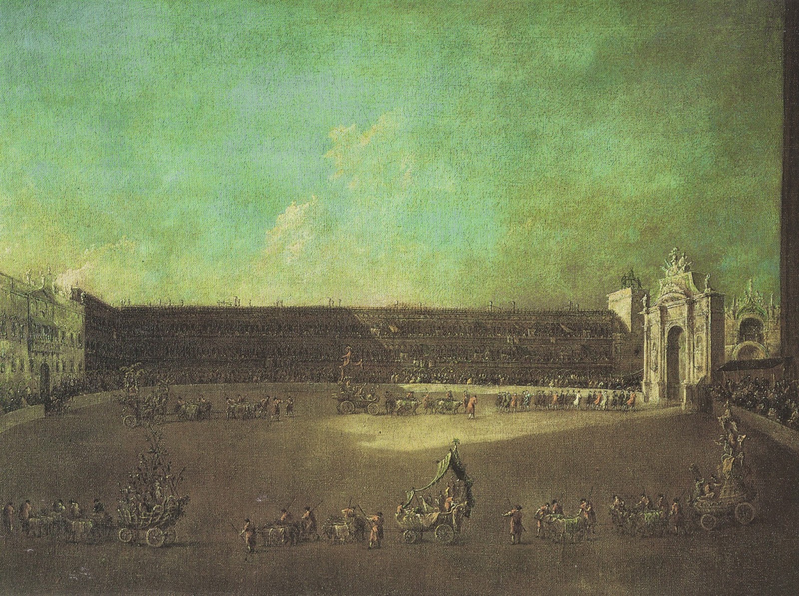 Franceso Guardi Allegorical chariots in the Piazza S. Marco
