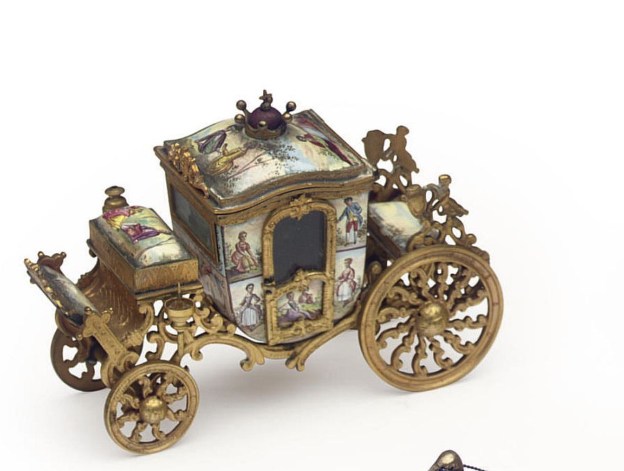 THREE-VIENNESE-ENAMEL-MINIATURE-CARRIAGES-1