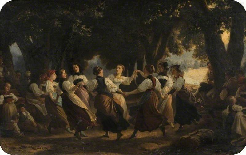 Henri-Felix-Emmanuel-Philippoteaux-Dutch-Girls-Dancing