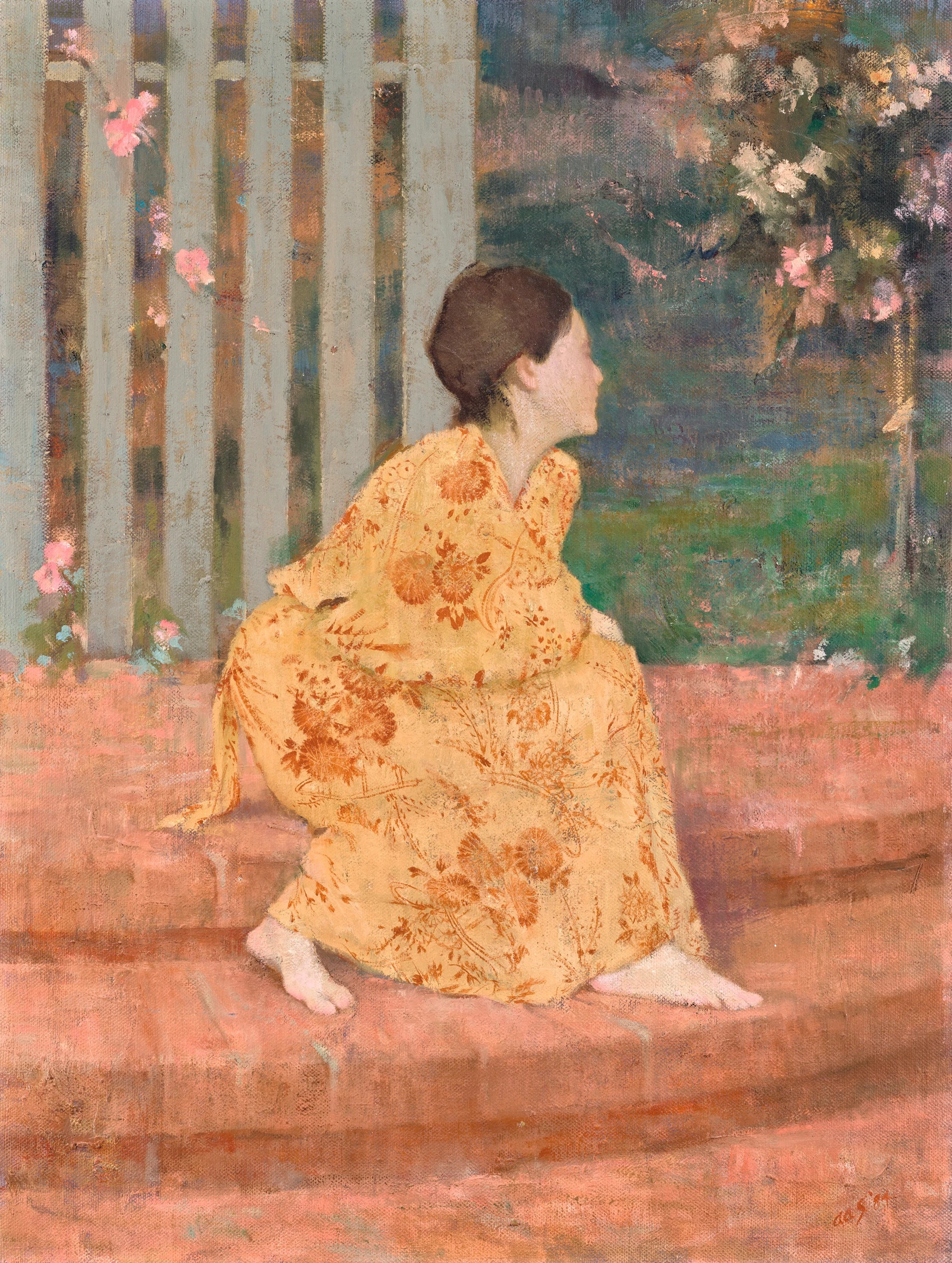aaron-shikler-femme-en-kimono-on