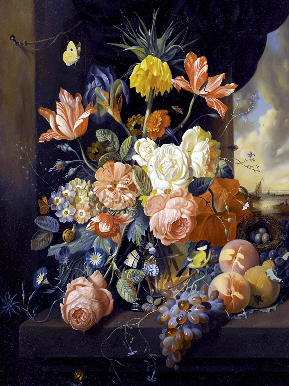 1JosefHolstayn,b.1830Sl withНатюрморт с тюльпанами,розами и фрукта?