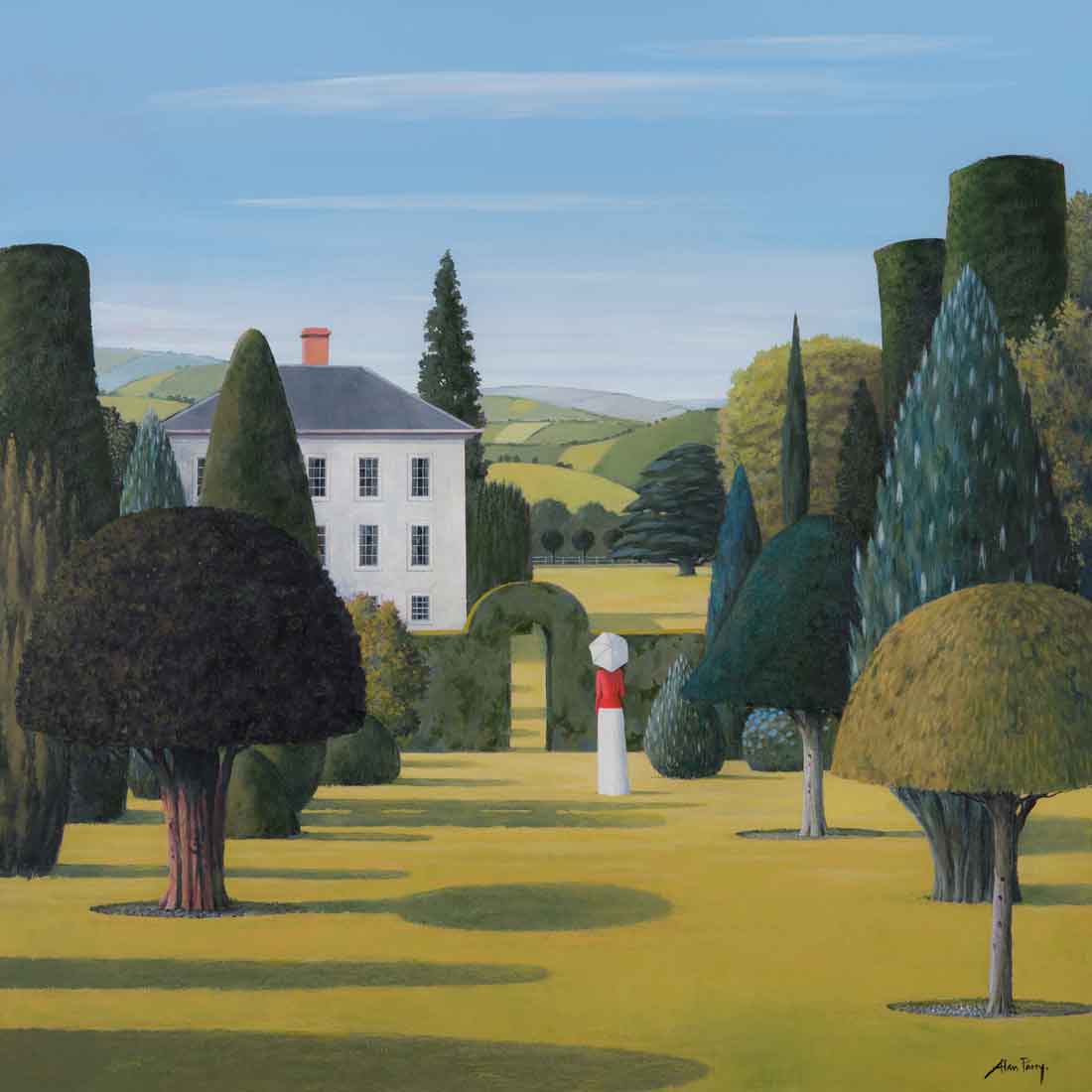 Alan-Parry-The-White-Parasol-English-country-house-painting-contemporary-artist-London-art-gallery