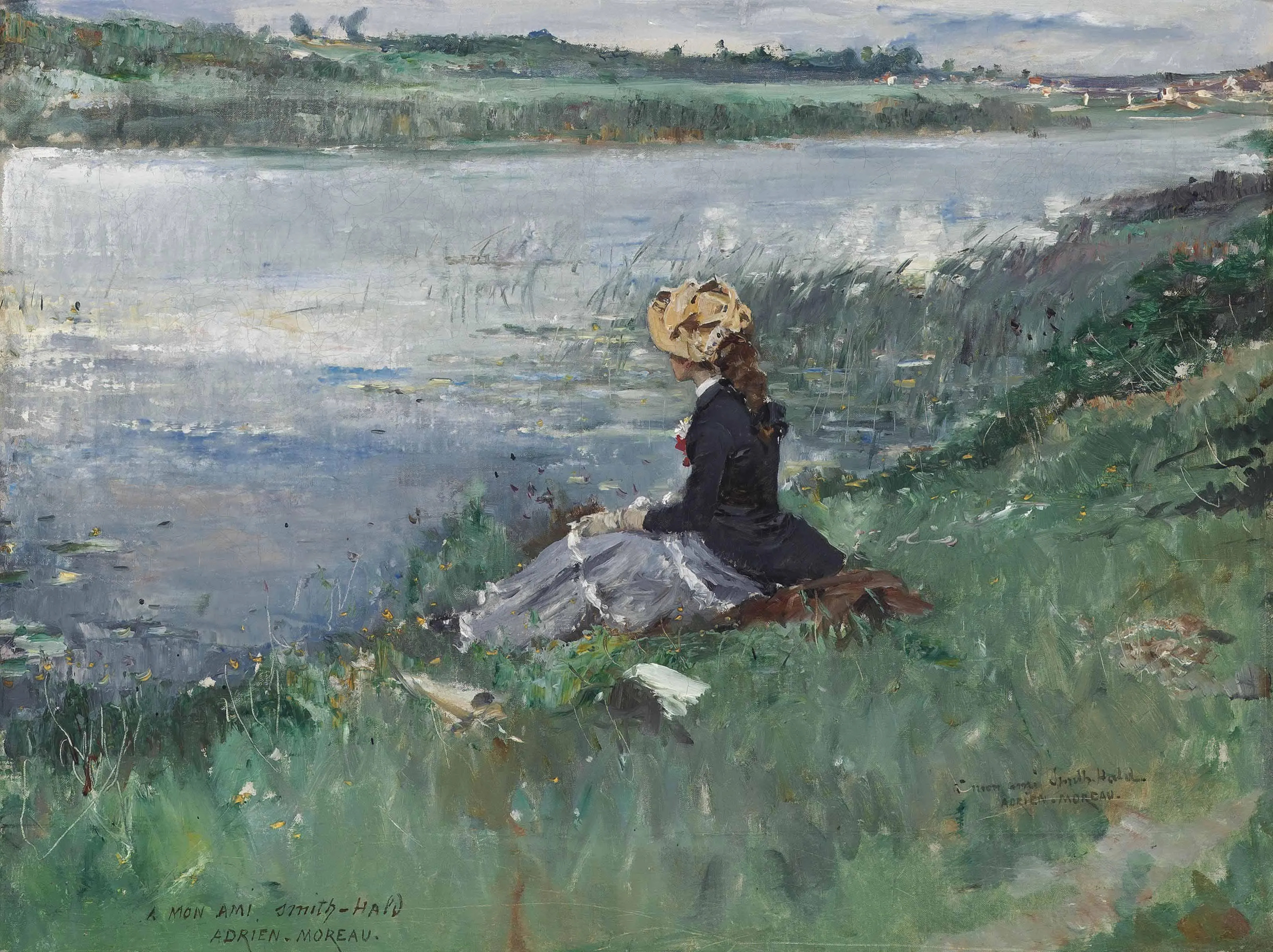 Adrien-Moreau-Contemplation-on-the-Riverbank