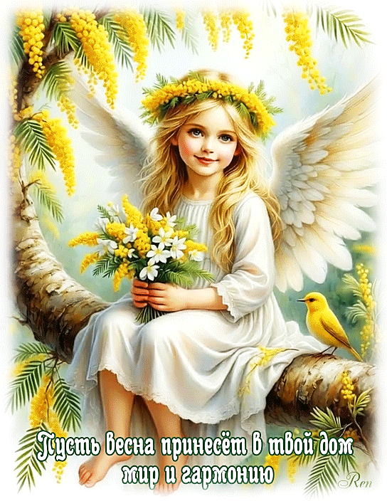 Ангел с мимозой