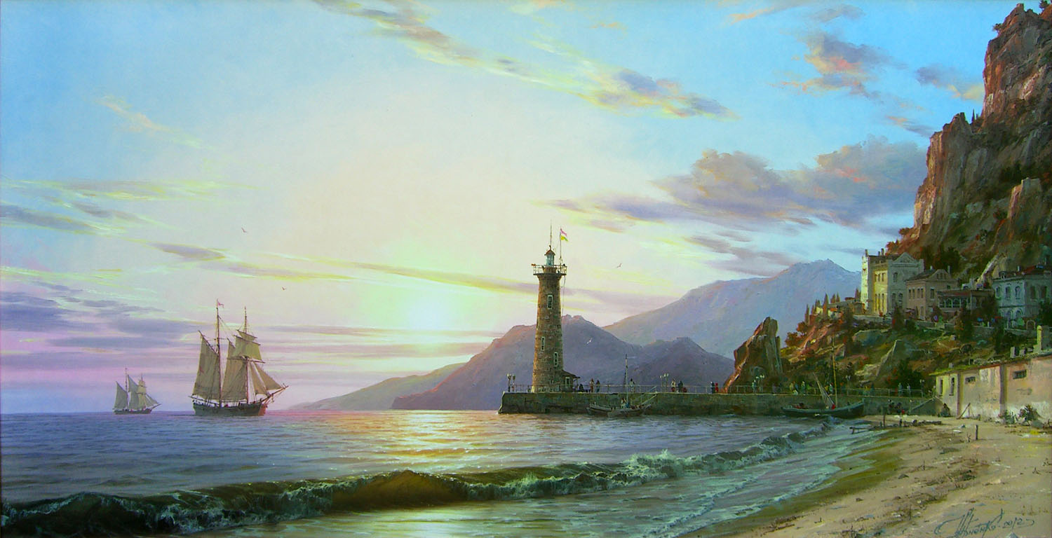 Chernenko-016-ship_lighthouse_sea_sunset-b