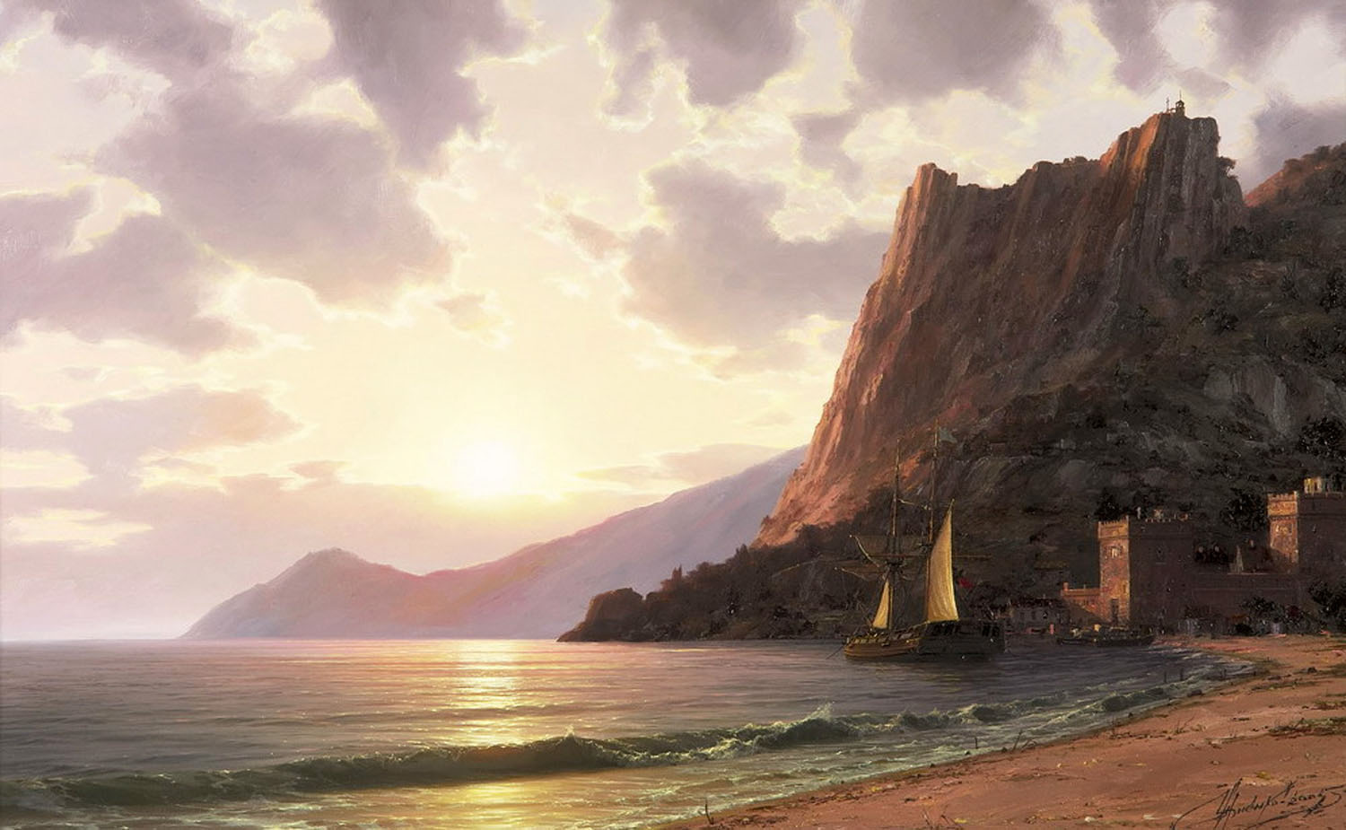 Chernenko-020-castle_ship_sea_sunset-b