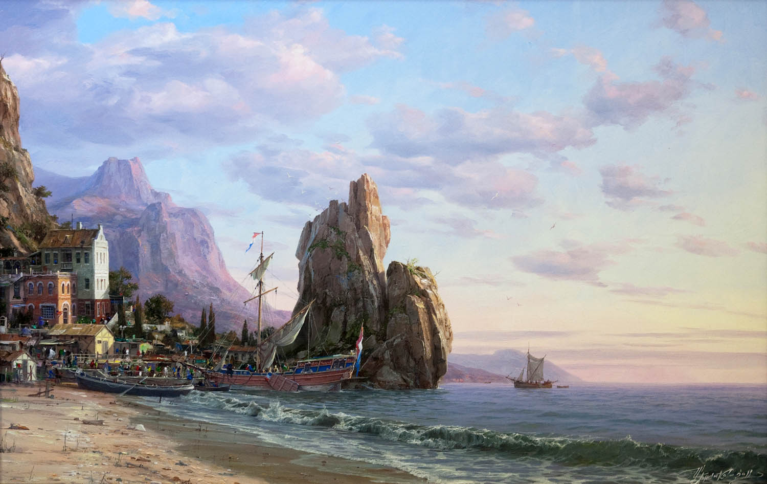 Chernenko-022-sea_ships_wave_rock_town-b