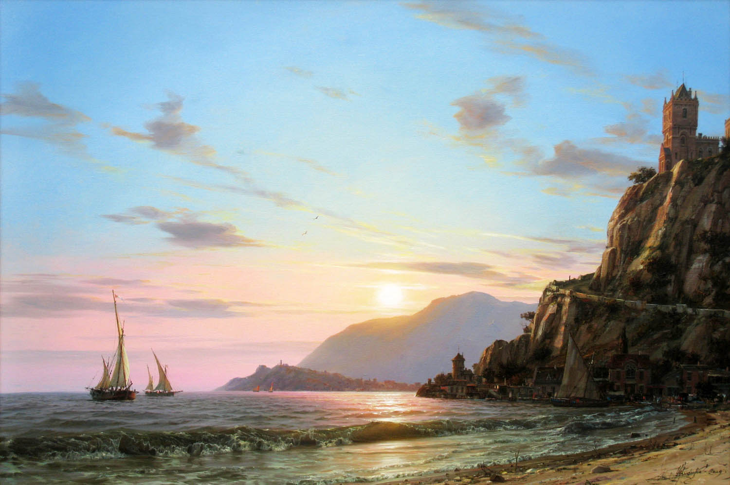 Chernenko-031-castle_rock_ships_sea_sunset-b