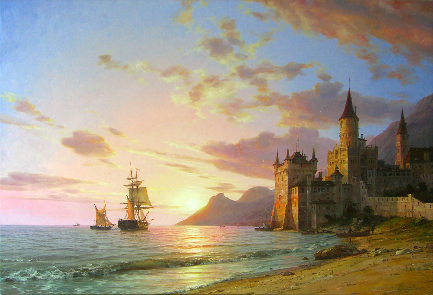 Chernenko-047-castle_rock_ships_sea_sunset-b