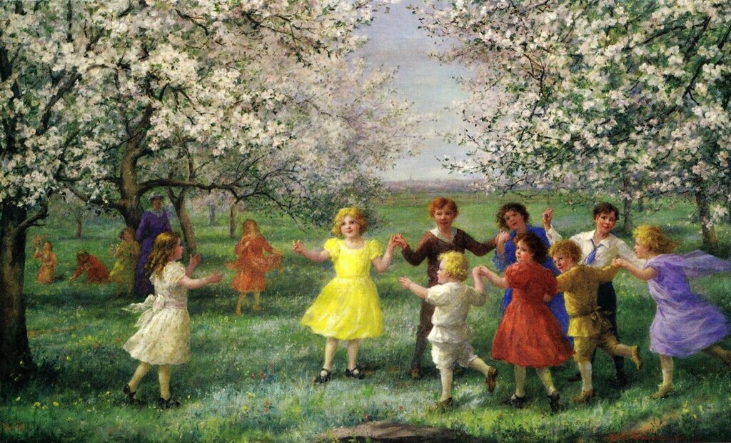 Children Playing in the Orchard