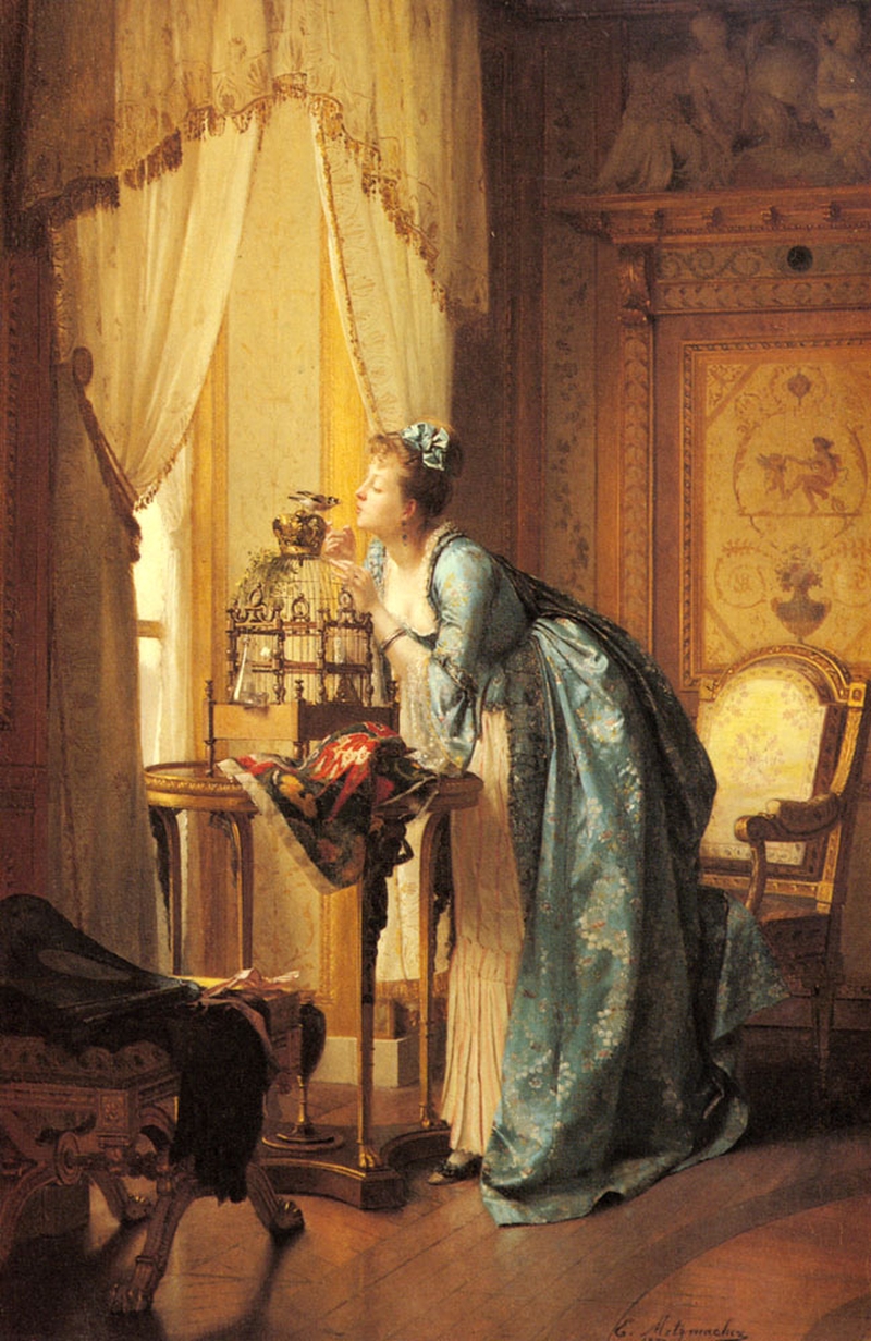 The-Songbird-Emile-Pierre-Metzmacher-Oil-Painting