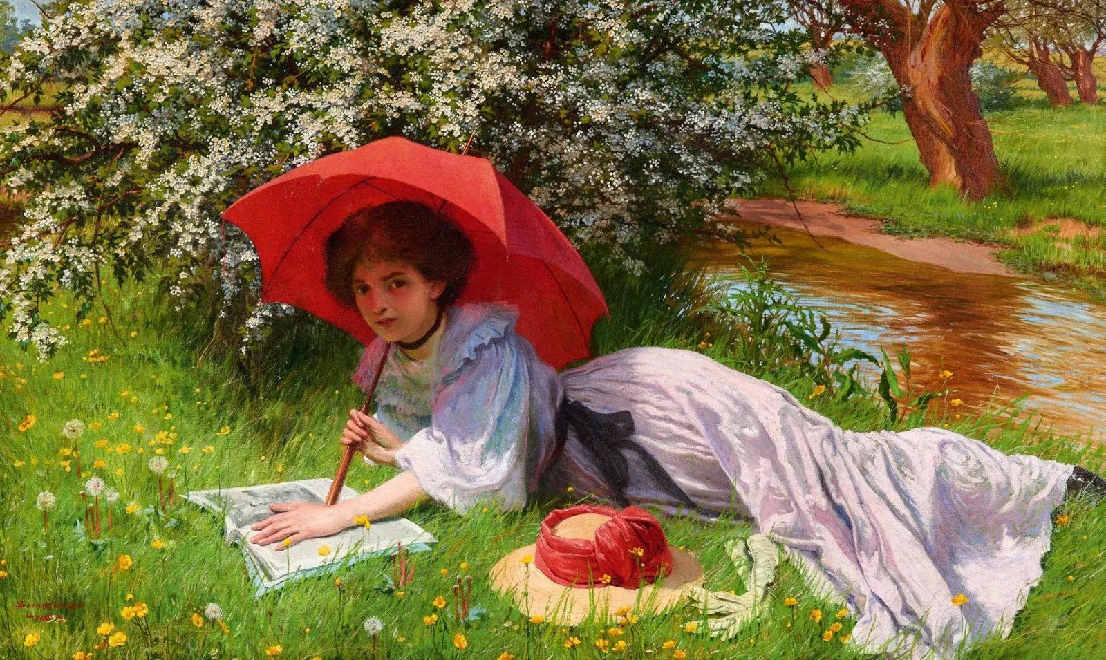 Walter-Savage-Cooper-The-Red-Sunshade-1908-www.tuttartpitturasculturapoesiamusica