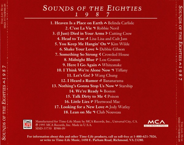 Time Life - Sounds of the Eighties - 1987 - Back
