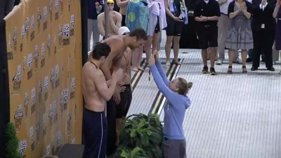 Olympic swimmer Matt Grevers proposes to Annie Chandler at Missouri Grand Prix.