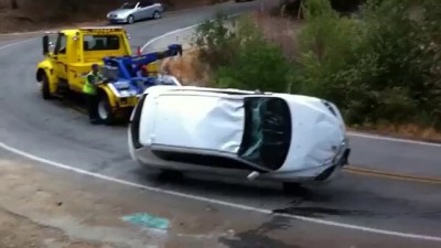 When towing a Mazda goes wrong truck driver fail
