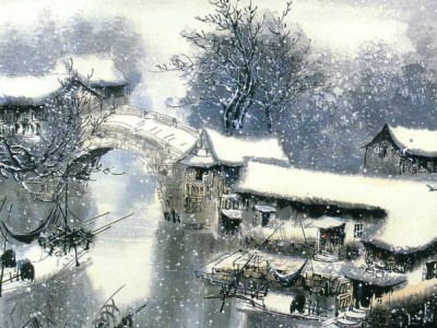 Китайская живопись, рек и озер снег.