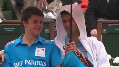 French open in the rain with Novak Djokovic