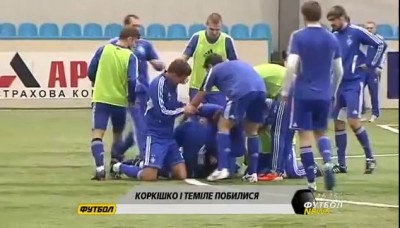 Brutal FIGHT! Frank Temile kicks the crap out of Dynamo Kiev teammate Dmitry Korkishko