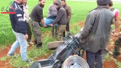 تجريب آلية اطلاق مدفع طل 2 -صناعة الجيش الحر السوري