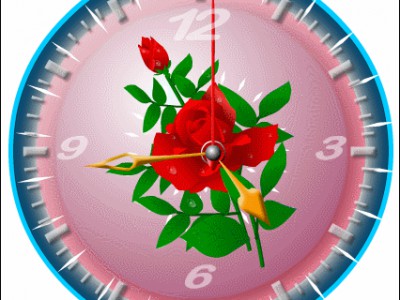 Флеш часы с розой для сайта.