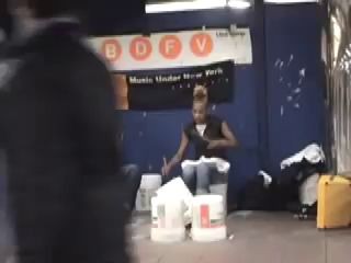 More of amazing street drummer in New York subway.
