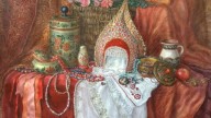 Томашевская. Русский натюрморт с кокошником - акварел?
