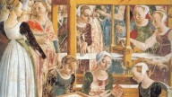 The Triumph of Minerva March, from the Room of the Months, detail of the weavers, c.1467-70, by Fran