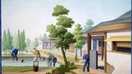 3.Porcelain Manufacture Series, ,Refining the clay ca.1825; Guangzhou; China; Gouache on paper