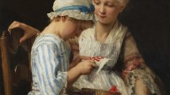 Albert Anker.Embroiderers - Stitching
