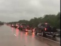 People with their boats coming to help Houston on highway 90 on the road between Liberty Dayton.