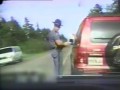 Crazy motorist goes nuts at a very cool traffic cop - police man & insane driver