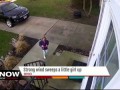 Surveillance video captures girl being blown away by high winds