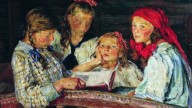 БОГДАНОВ-БЕЛЬСКИЙ .За книжкой.